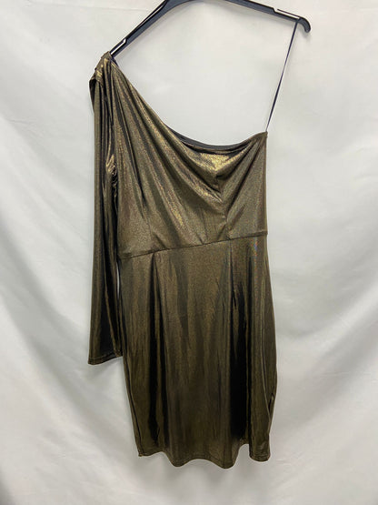 WHITE. Asymmetrical bronze (gold) dress Tm
