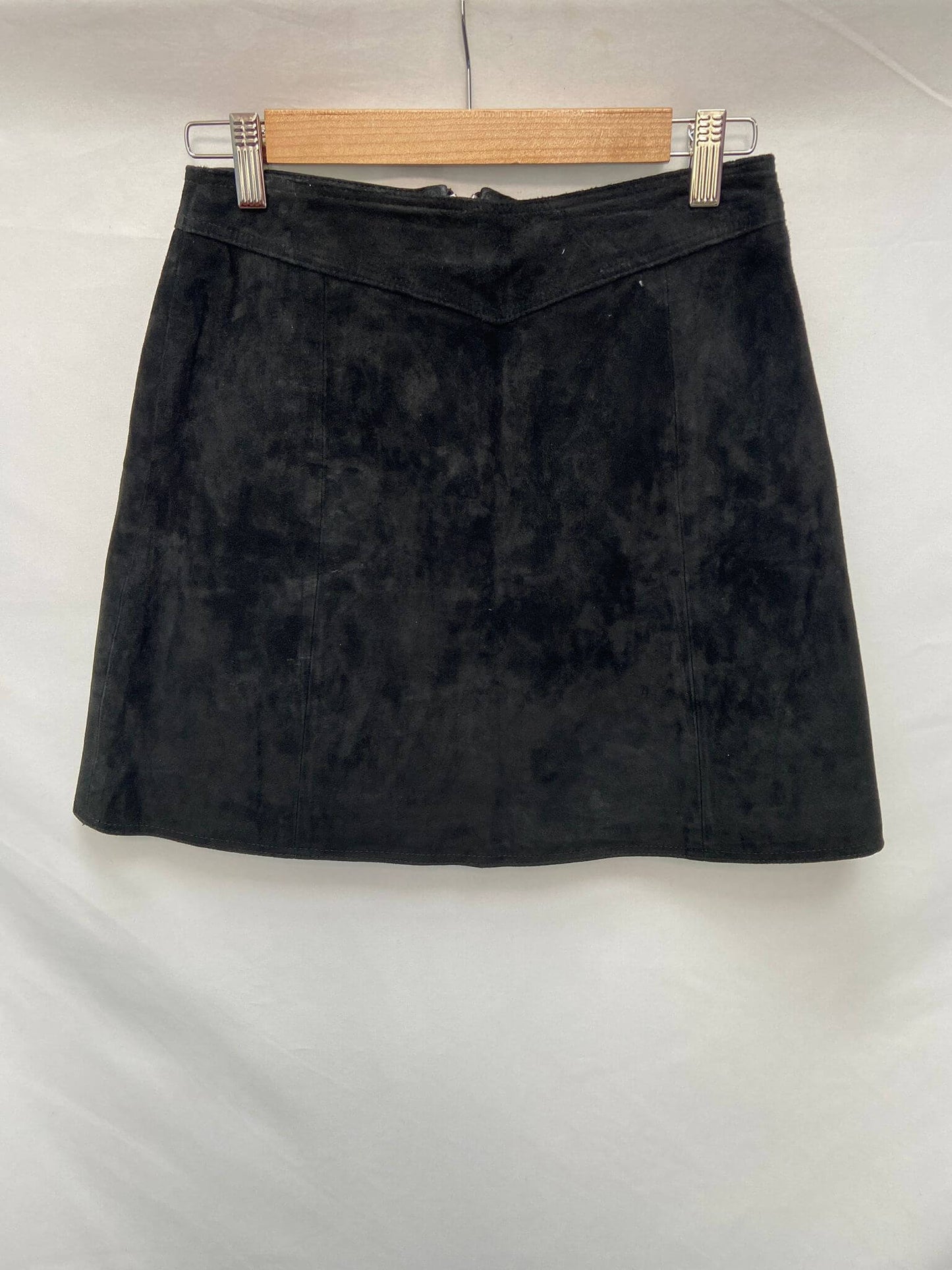 ZARA.Falda ante bordada cremallera T.xs