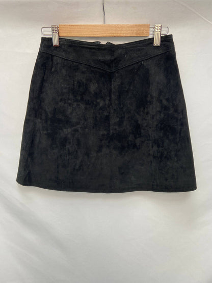 ZARA.Falda ante bordada cremallera T.xs