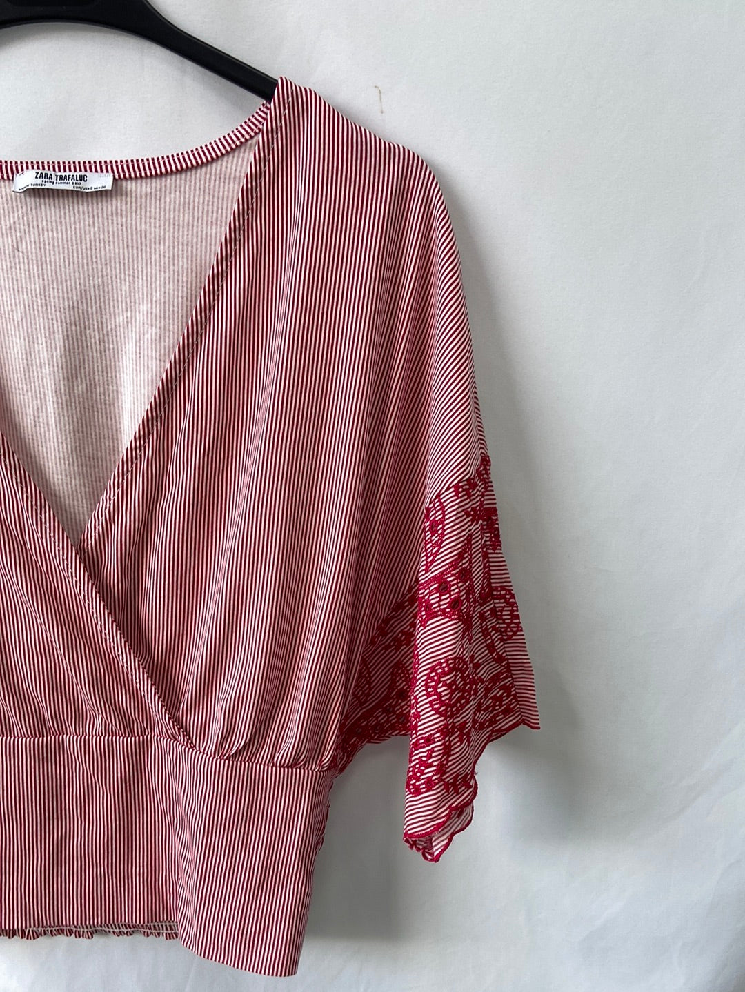 ZARA.Top rayas bordado T.S