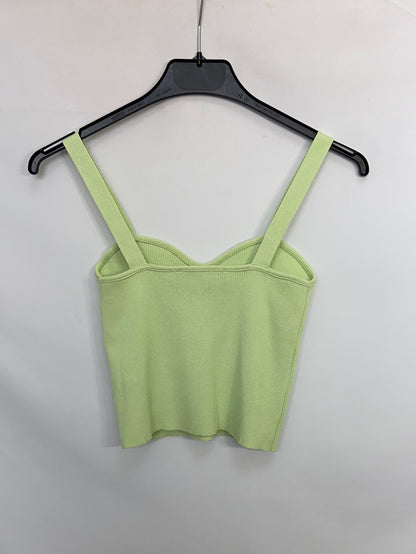 ZARA.Green knitted crop top T. S