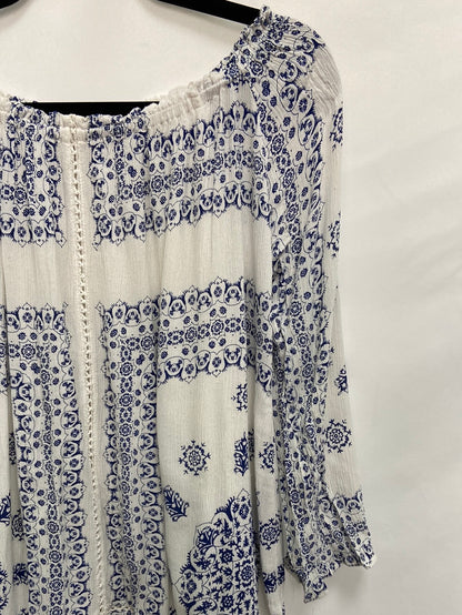 ZARA.Vestido/top largo estampado azul T.s