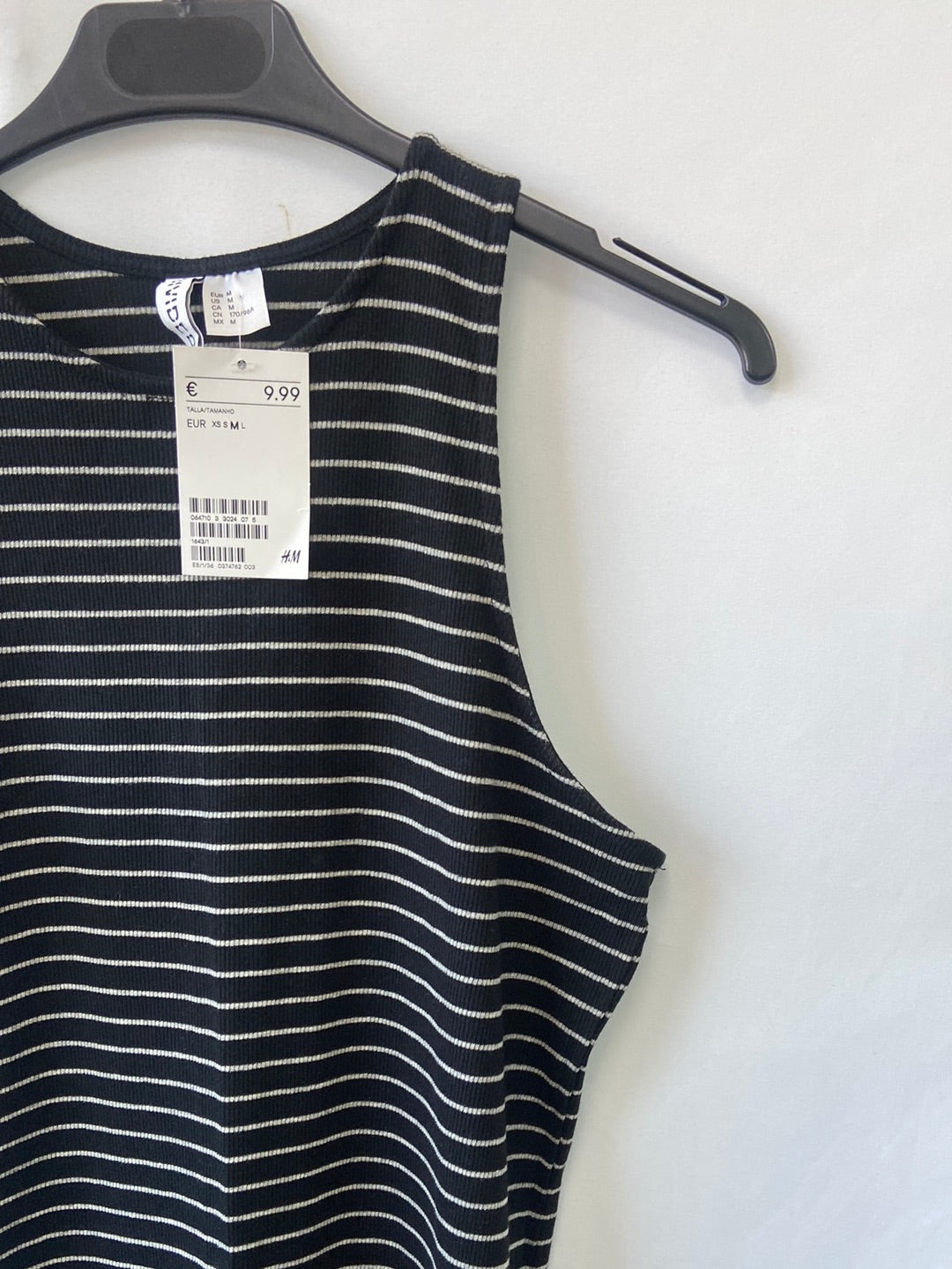 H&M.Vestido largo punto rayas T.M
