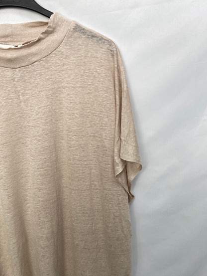 H&M.Camiseta beige Perkins Lino T.L