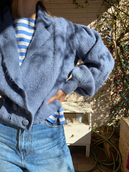 ZARA. Cárdigan cruzado azul T.m (tara)