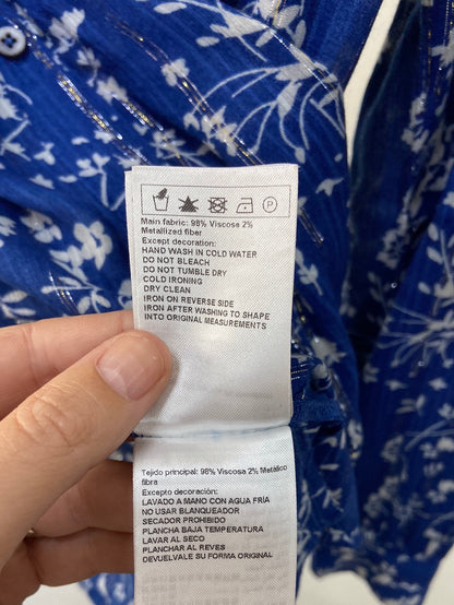 BA&amp;SH.Blue printed blouse T0 (XS)