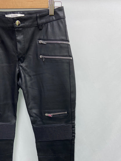 MANGO.Leatherette trousers with zippers, size 38