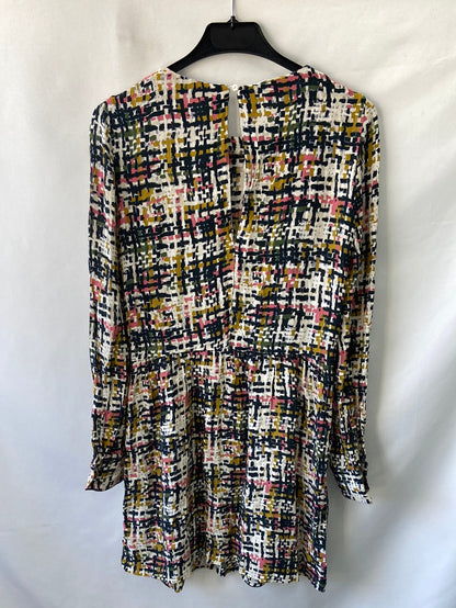 ZARA. Vestido cuadros multicolor T.M