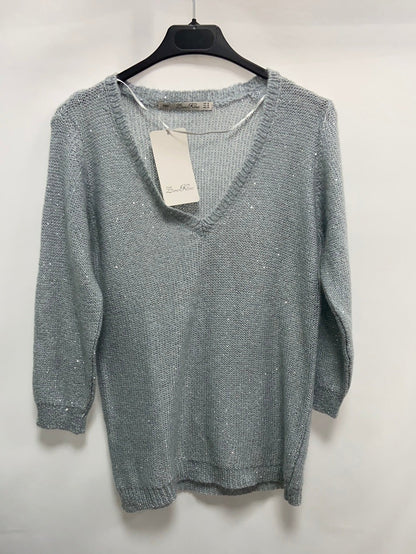 ZARA. Jersey azul celeste lentejuelas T.m