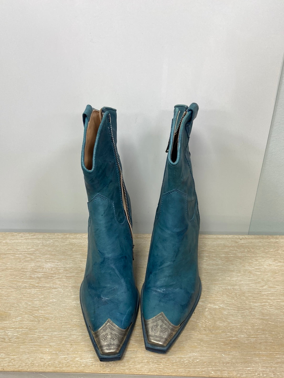 FREE PEOPLE.Botines cowboy piel azules T.39