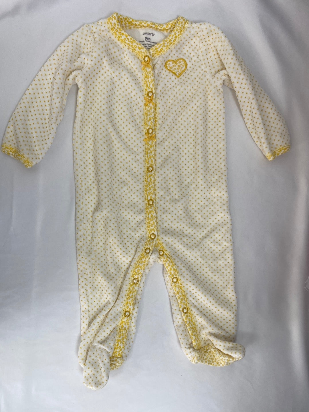 CARTER'S. Yellow polka dot pajamas, size 9 months