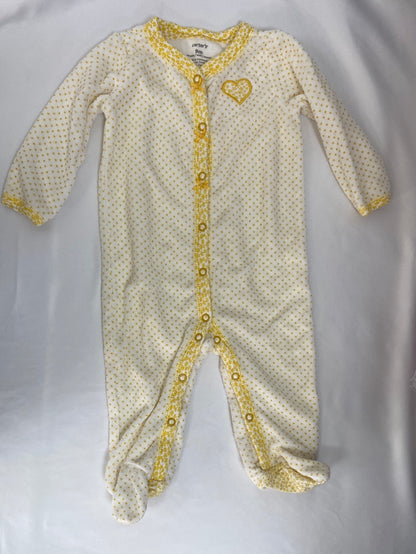 CARTER'S. Yellow polka dot pajamas, size 9 months