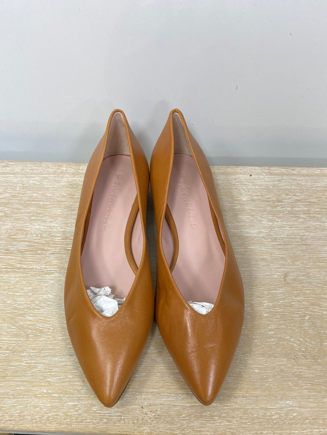 BOHEMIAN.Bailarinas camel piel T.38