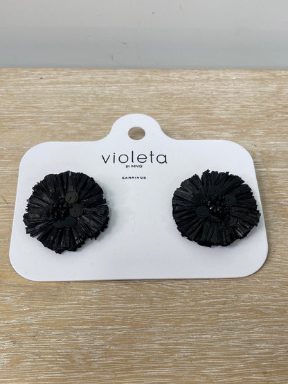 MANGO(VIOLETA).Pendientes flor flecos