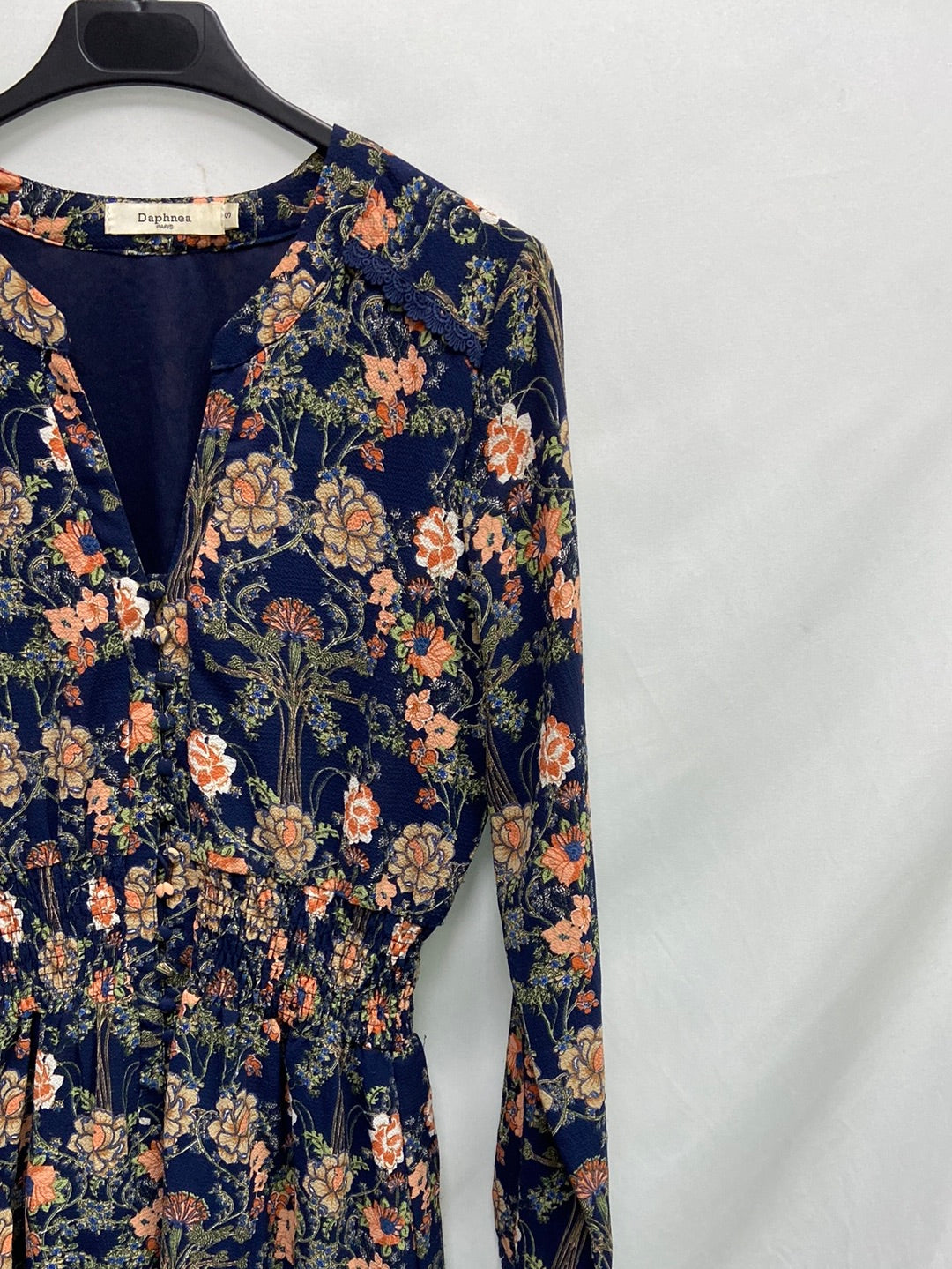 DAPHNEA. Vestido azul flores T.