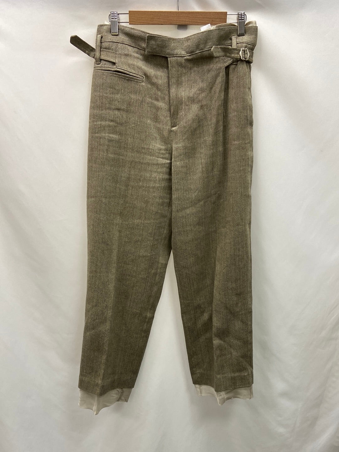 ZARA. Pantalón espiga beige T.m