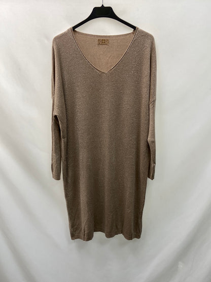 OTRAS.Vestido punto beige hilos plata TU (S)