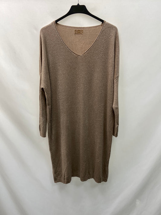 OTRAS.Vestido punto beige hilos plata TU (S)