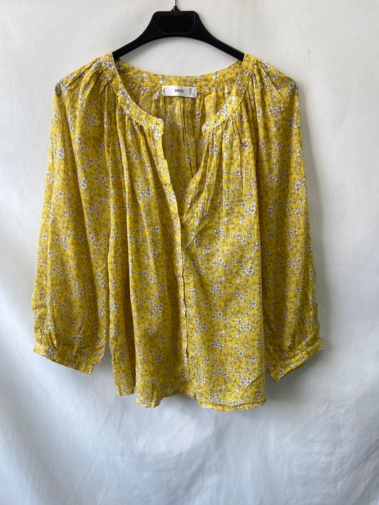 MANGO.Blusón algodón flores T.S
