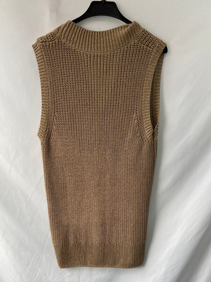 ZARA.Jersey largo/Vestido punto camel T.S