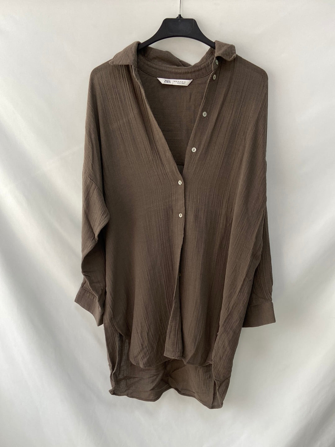 ZARA.Vestido camisero algodón T.m