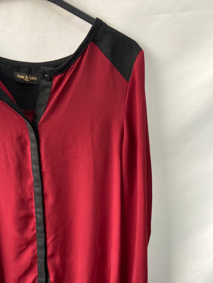 ANDY & LUCY.  Blusa burdeos y negra T.m