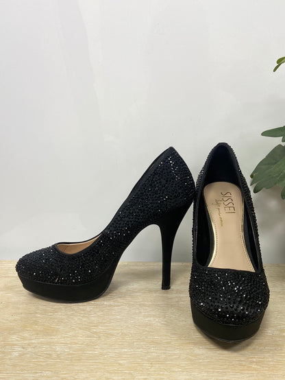 SISSEI. Zapatos de tacon negros con brillitos T.38