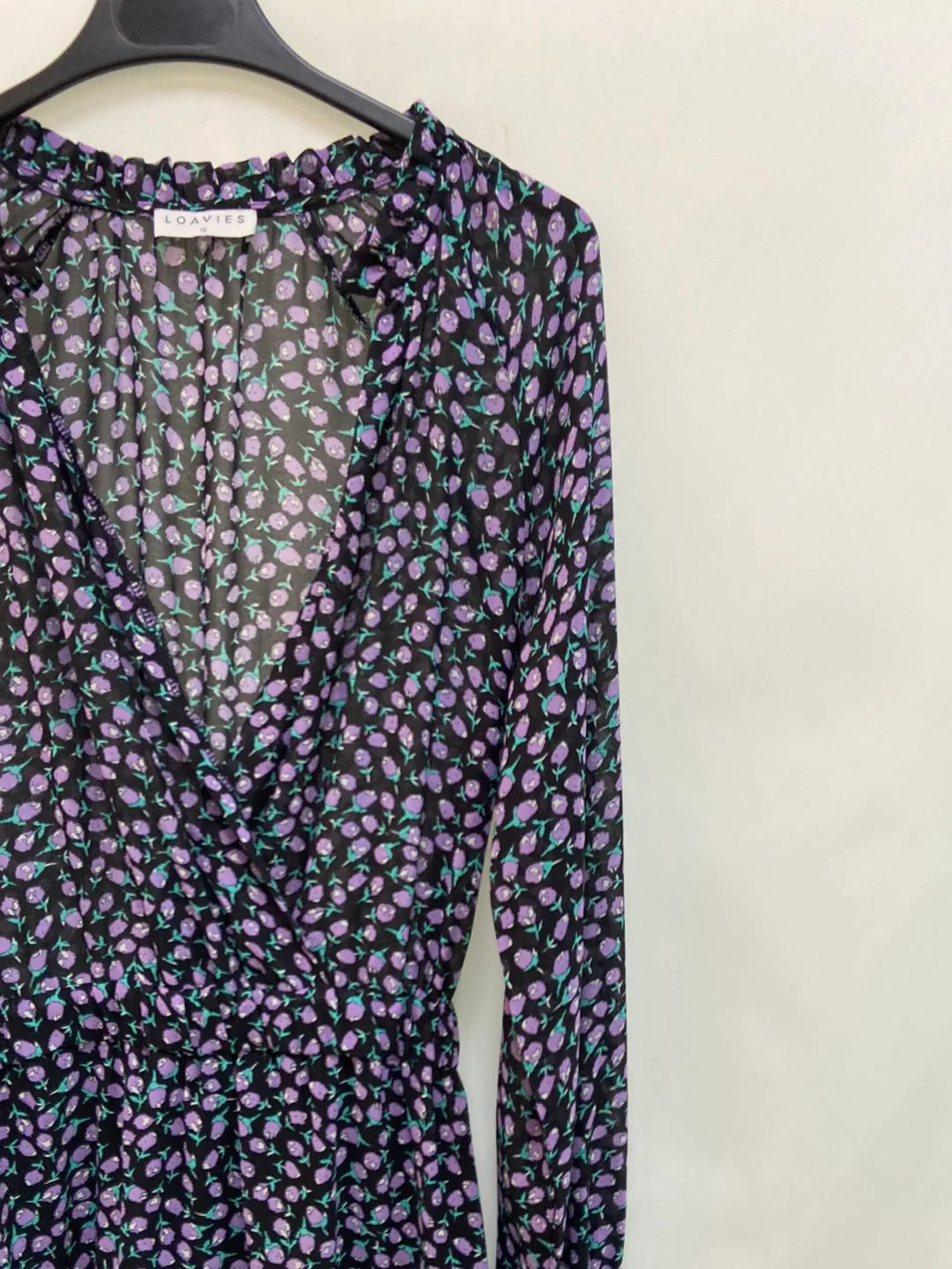LOAVIES.Vestido corto negro y morado T.XS