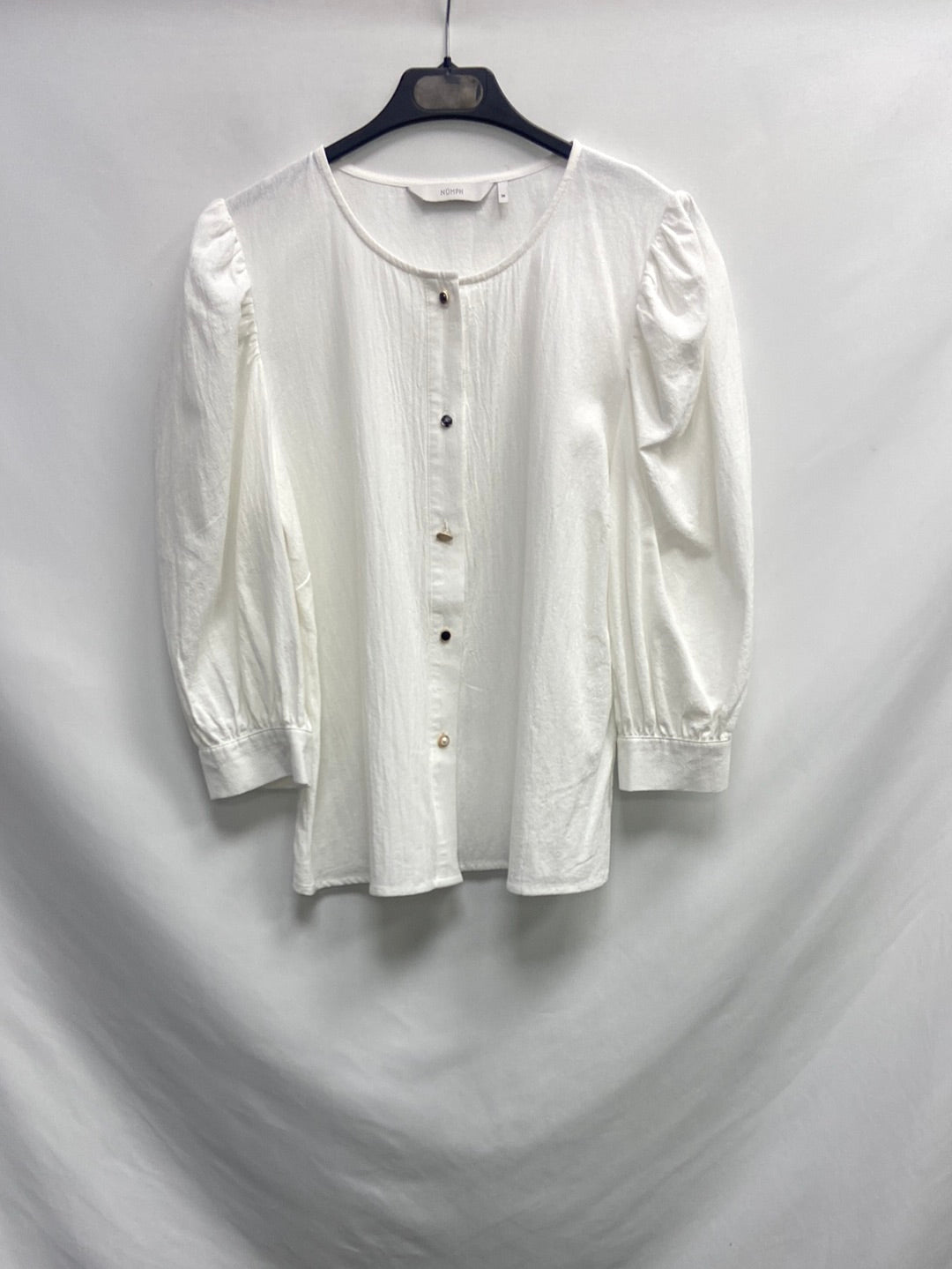 NÜMPH. Blusa blanca manga abullonadas T.38