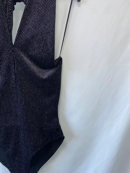 MANGO:Body negro y plateado T.S