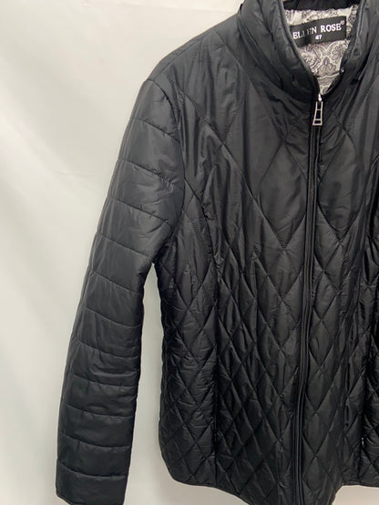 ELLEN ROSE. Plumas ligero negro cremallera T.M