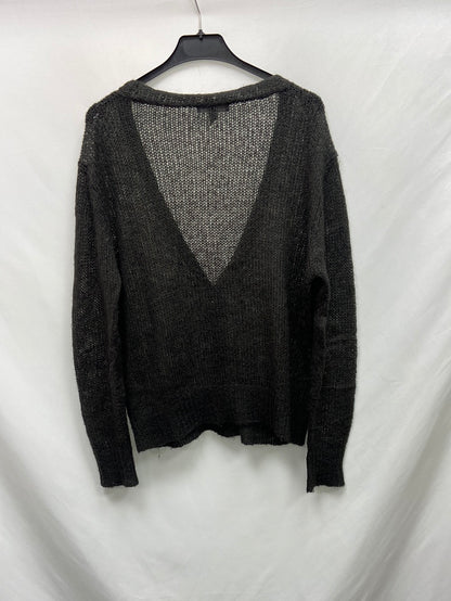 MANGO.Cardigan verde punto abierto T.L