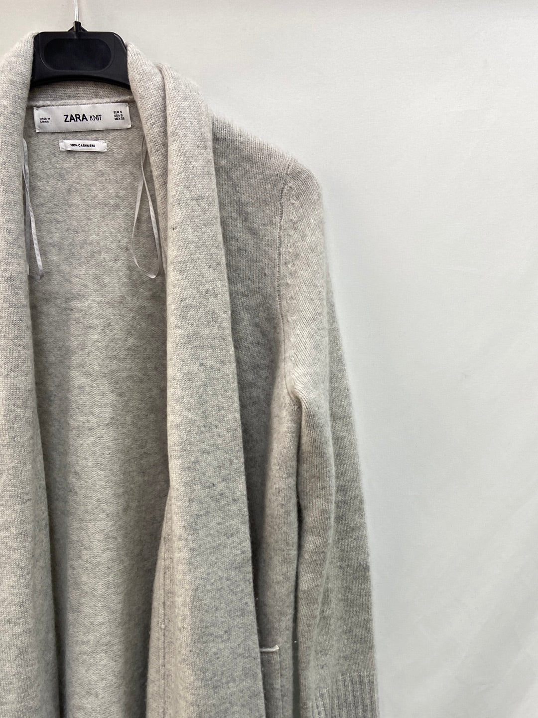 ZARA.Cárdigan largo gris 100% cashmere T.s