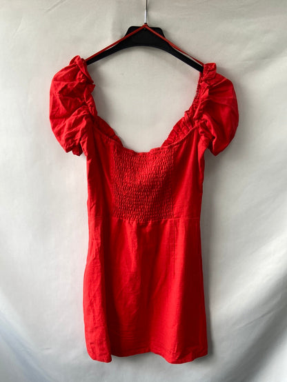 BERSHKA.Vestido mini rojo Lino T.s