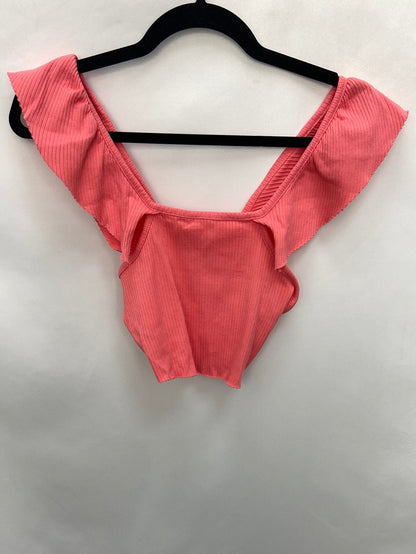 ZARA. Pink ruffled crop top with Ts