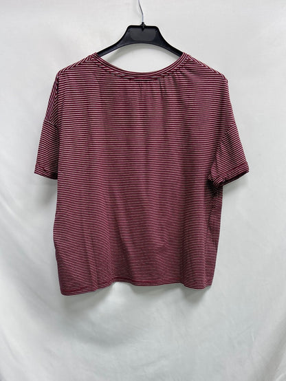 ZARA. Camiseta burdeos rayas T.s