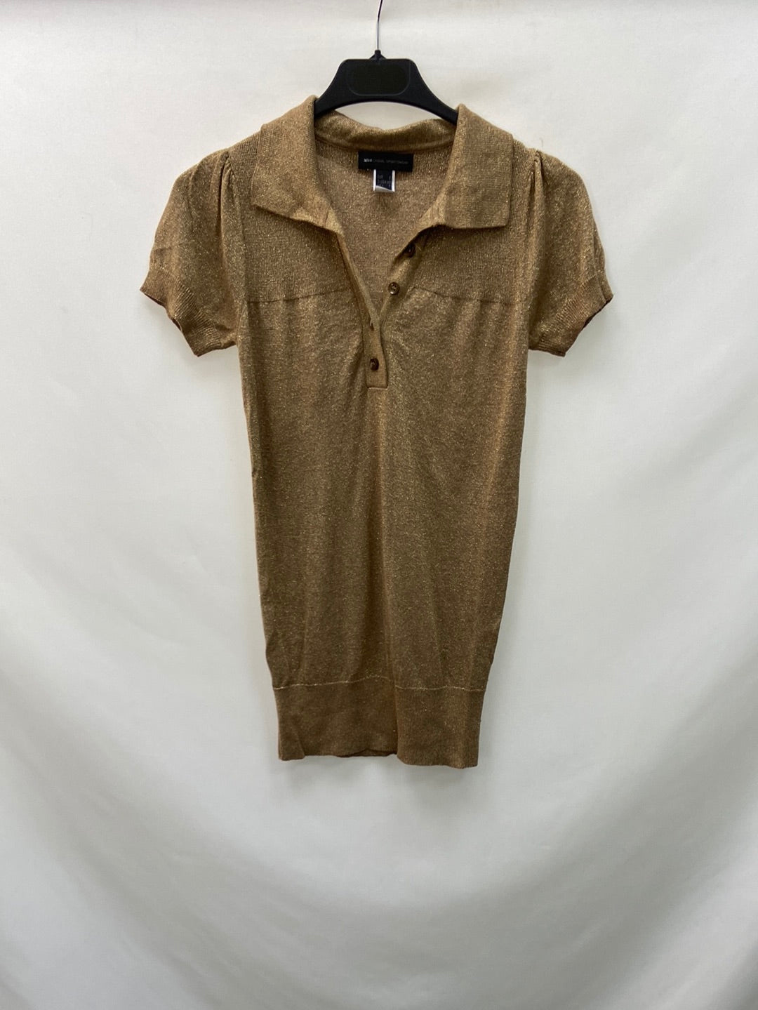 MANGO.Top punto beige hilos dorados T.S