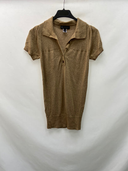 MANGO.Top punto beige hilos dorados T.S