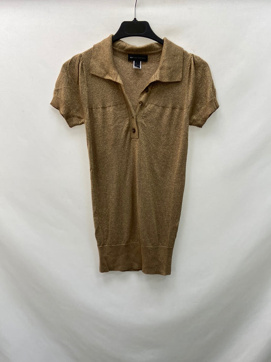 MANGO.Top punto beige hilos dorados T.S