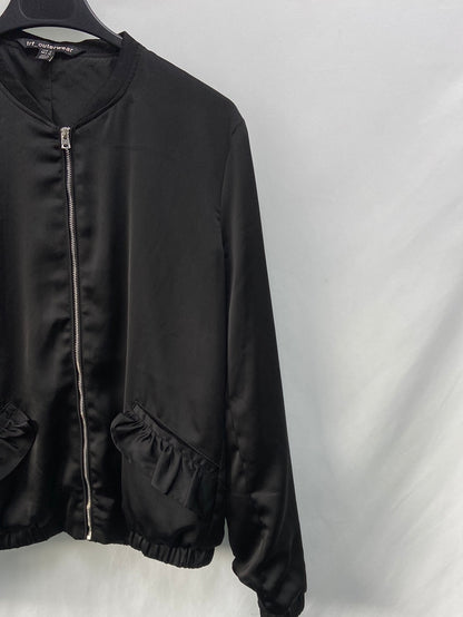 ZARA.Black satin bomber jacket Ts