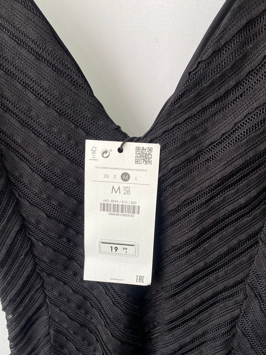 BERSHKA.Body negro textura T.M