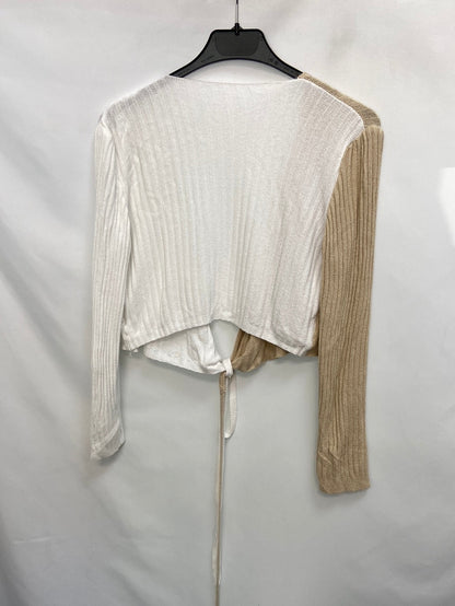 OTRAS.Croptop punto canalé bicolor T.s/m