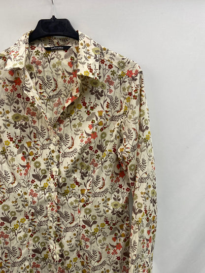 TINTORETTO. Camisa beige flores T.u(S)