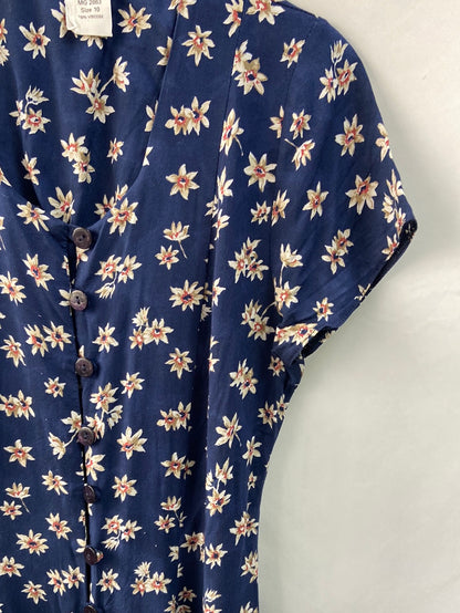 OTRAS.Vestido midi azul abotonado T.10(m)