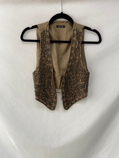 MASSIMO DUTTI.Chaleco abalorios T.s