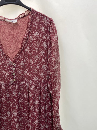 BROWNIE. Vestido burdeos flores T.s/m