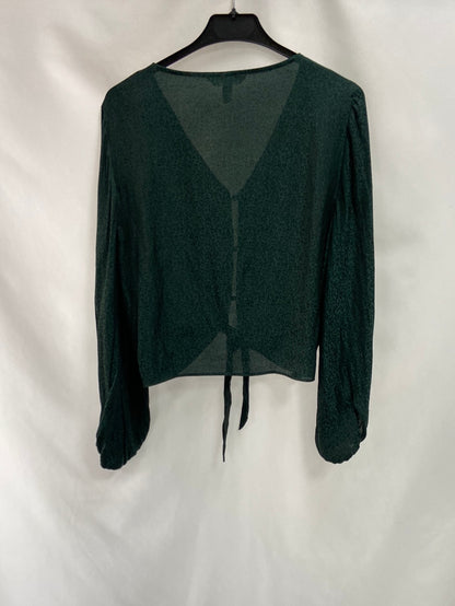 H&M.Blusa verde animal print T.M