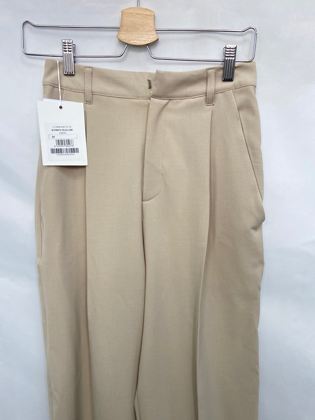 LOREAK MENDIAN. Pantalones rectos beiges pinzas T.34