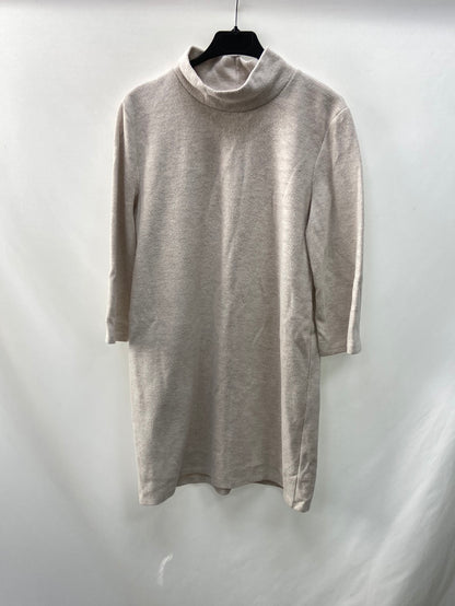 ZARA.Vestido gordito algodón beige T.L