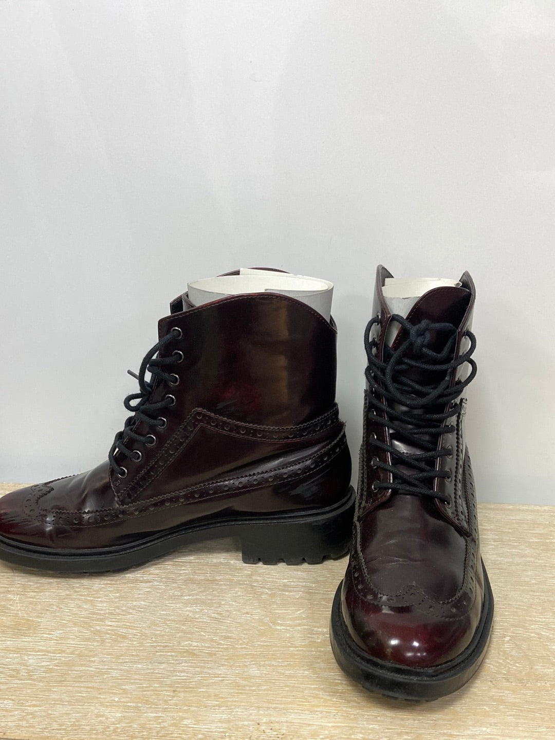 ZARA. Burgundy lace-up ankle boots T40 (Tara)